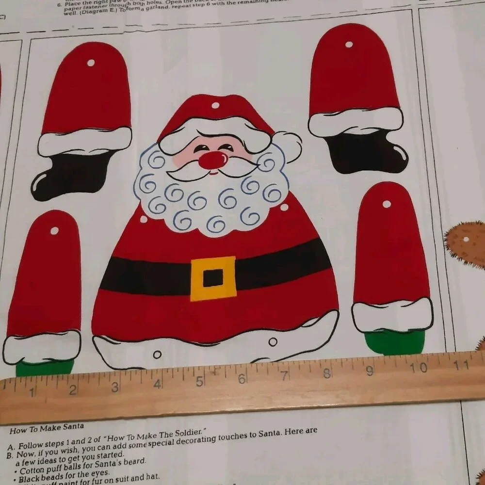 Fabric Double Panel Kid Craft Bear Santa Toy Soldier Garland Christmas New
